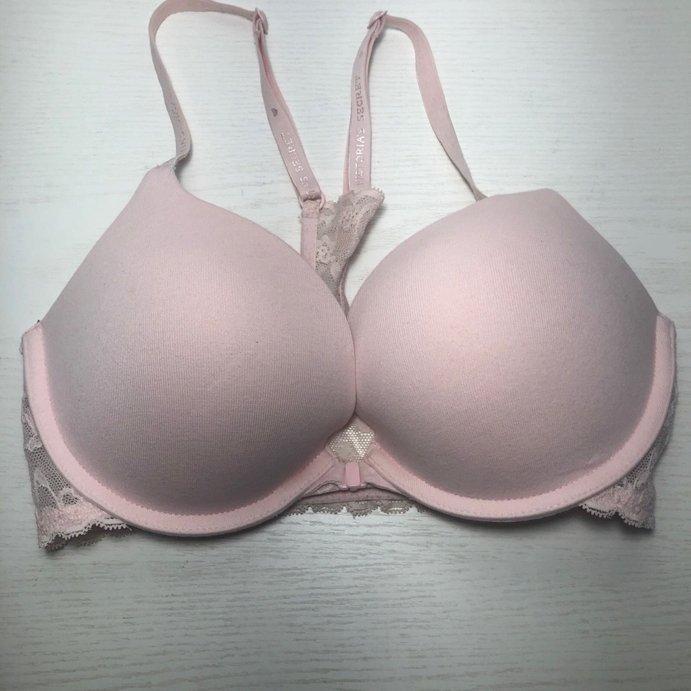 Victoria's Secret Bra 32D Light Pink Lace Push Up Racerback